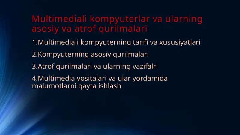 Multimediali kompyuterlar va ularning asosiy va atrof qurilmalari 1