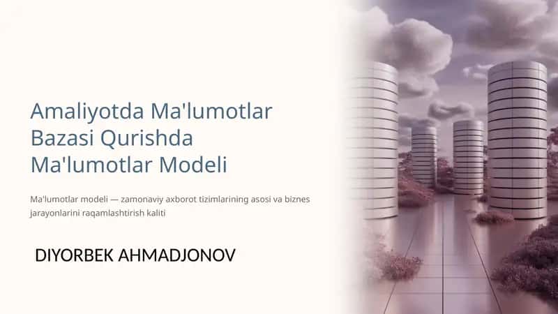 Ma'lumotlar Bazasi Qurishda Ma'lumotlar Modeli 1