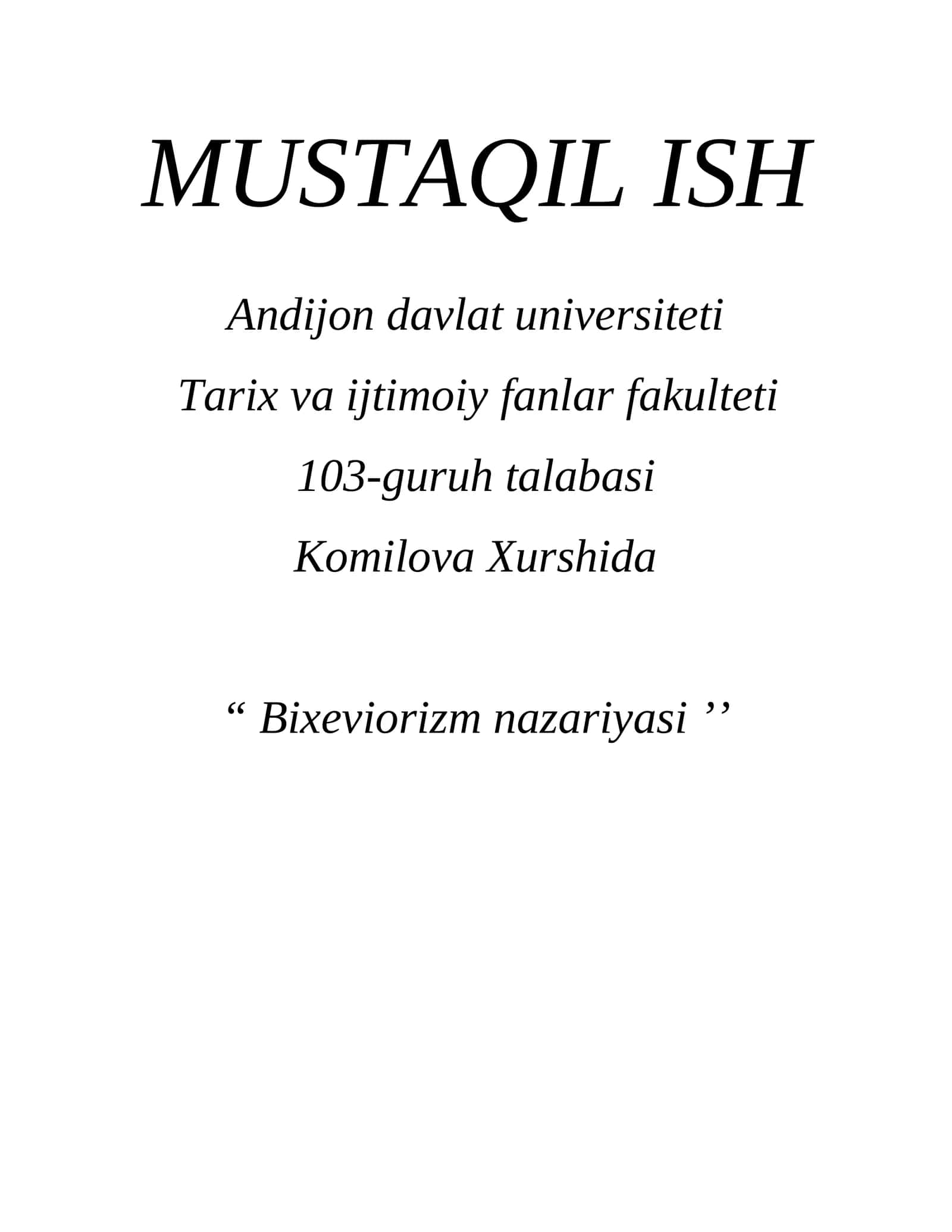 Bixeviorizm nazariyasi 1