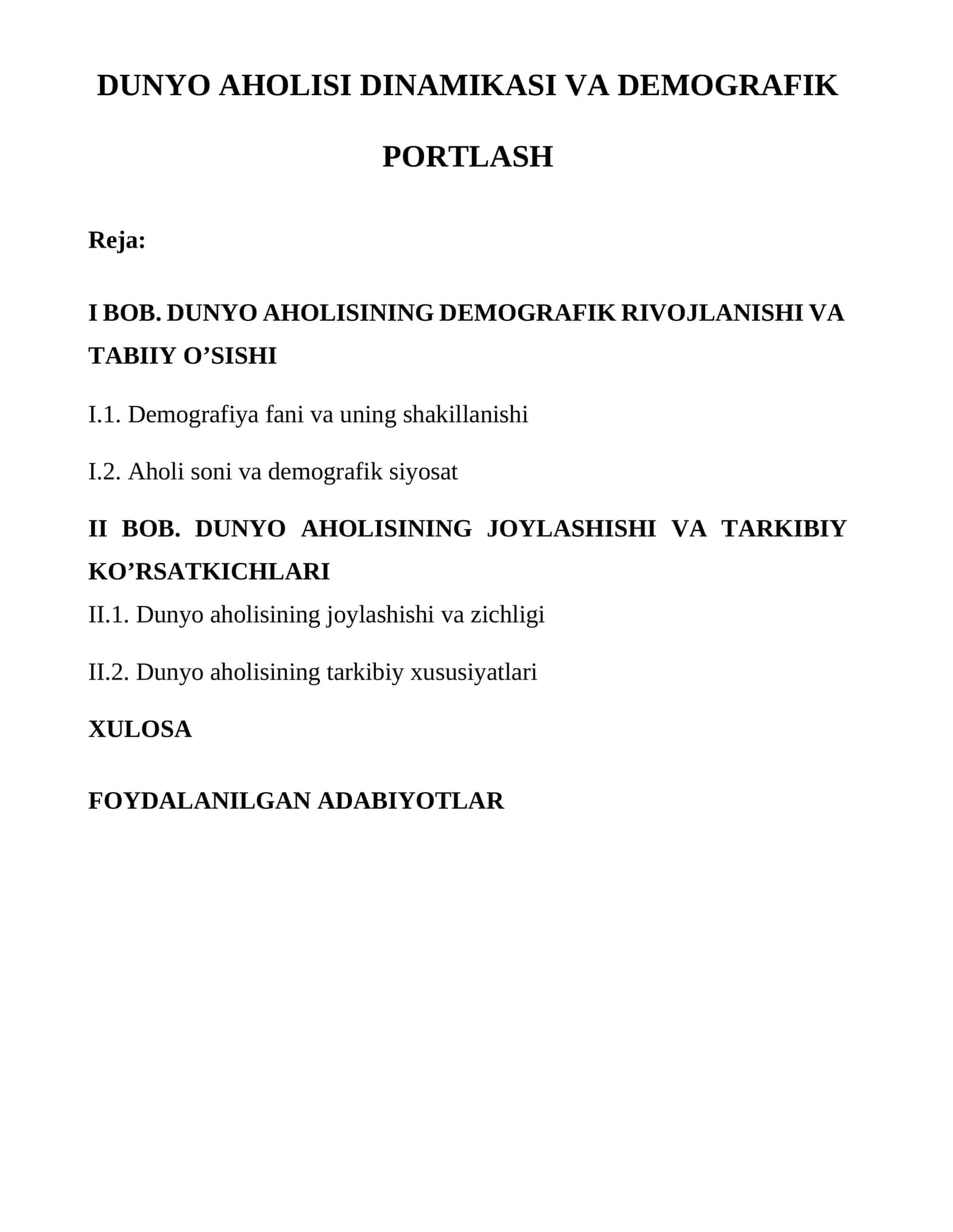 DUNYO AHOLISI DINAMIKASI VA DEMOGRAFIK PORTLASH 1