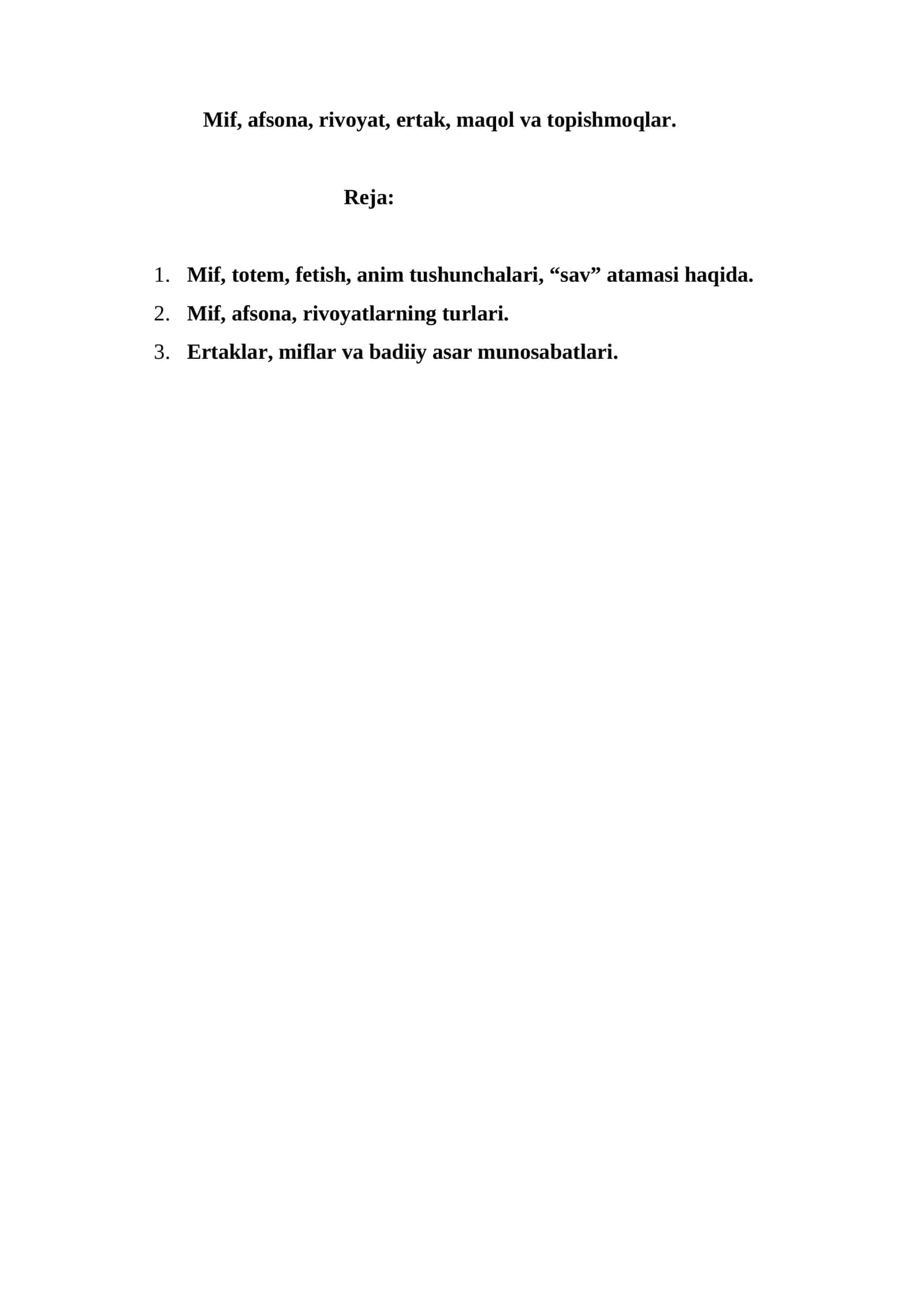 Mif, totem, fetish, anim tushunchalari, “sav” atamasi haqida 1