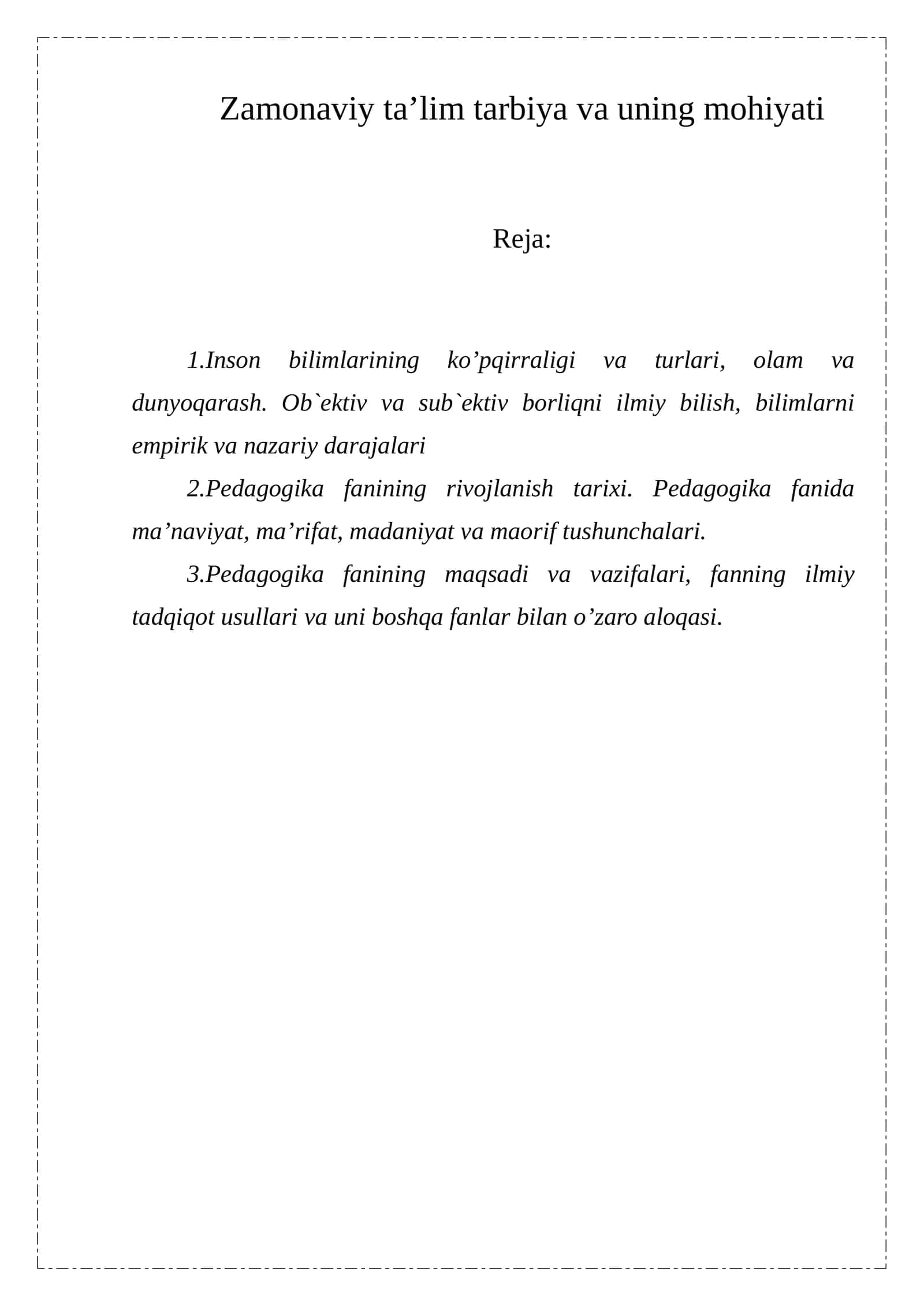 Zamonaviy ta’lim tarbiya va uning mohiyati 1