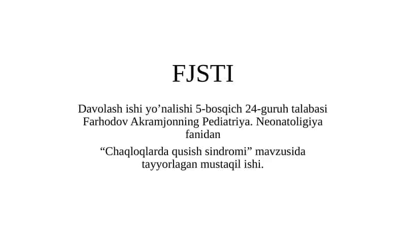 "Chaqloqlarda qusish sindromi" 1