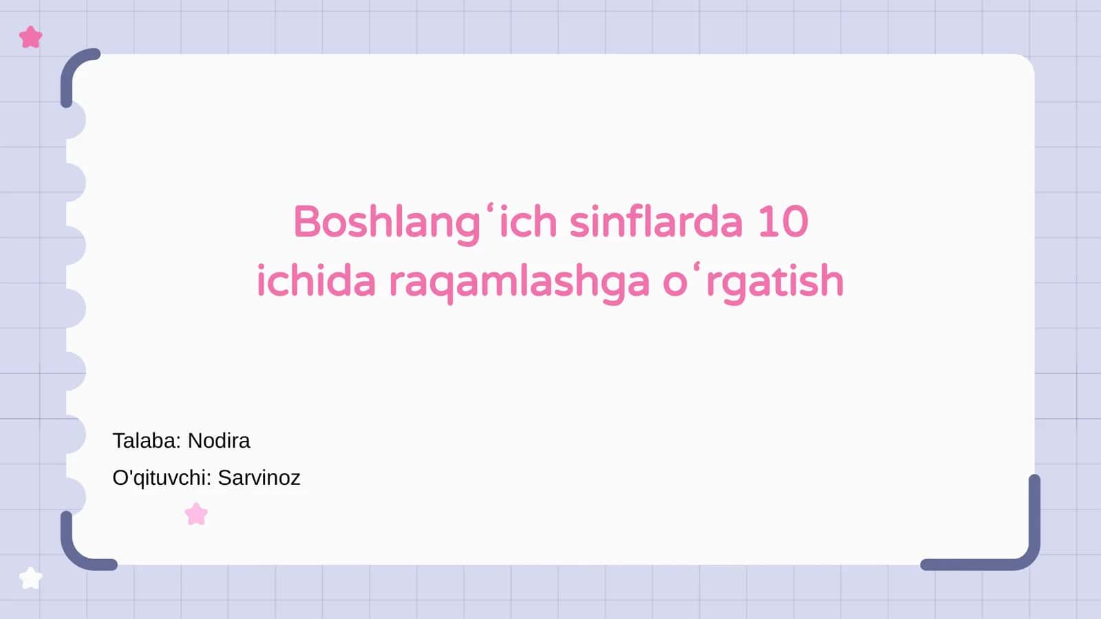 Boshlangʻich sinflarda 10 ichida raqamlashga oʻrgatish 1