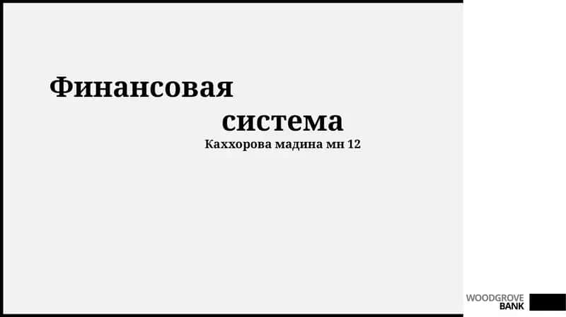 Финансовая система 1