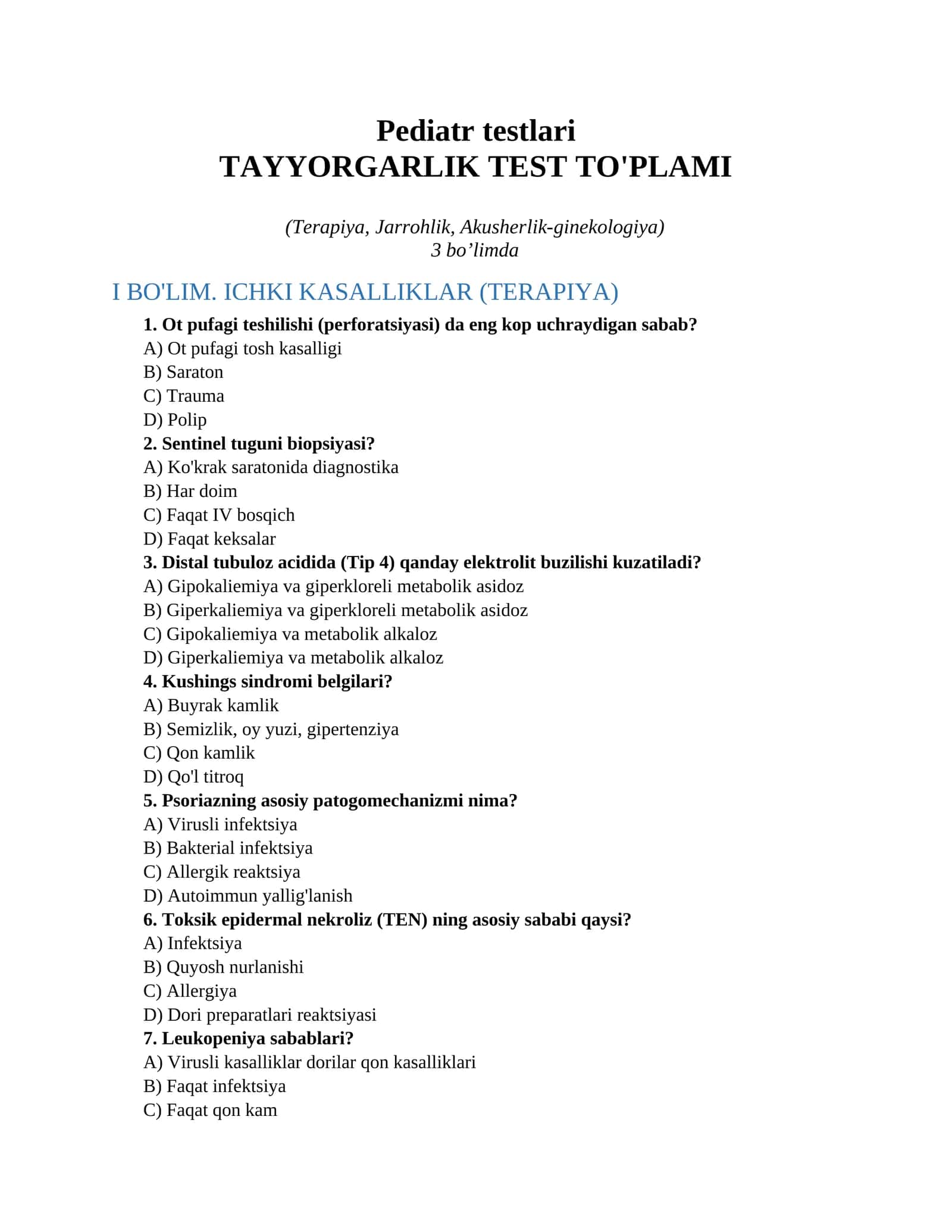 Pediatr testlari 1
