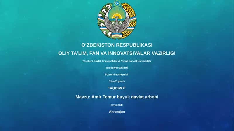 Amir Temur buyuk davlat arbobi 1