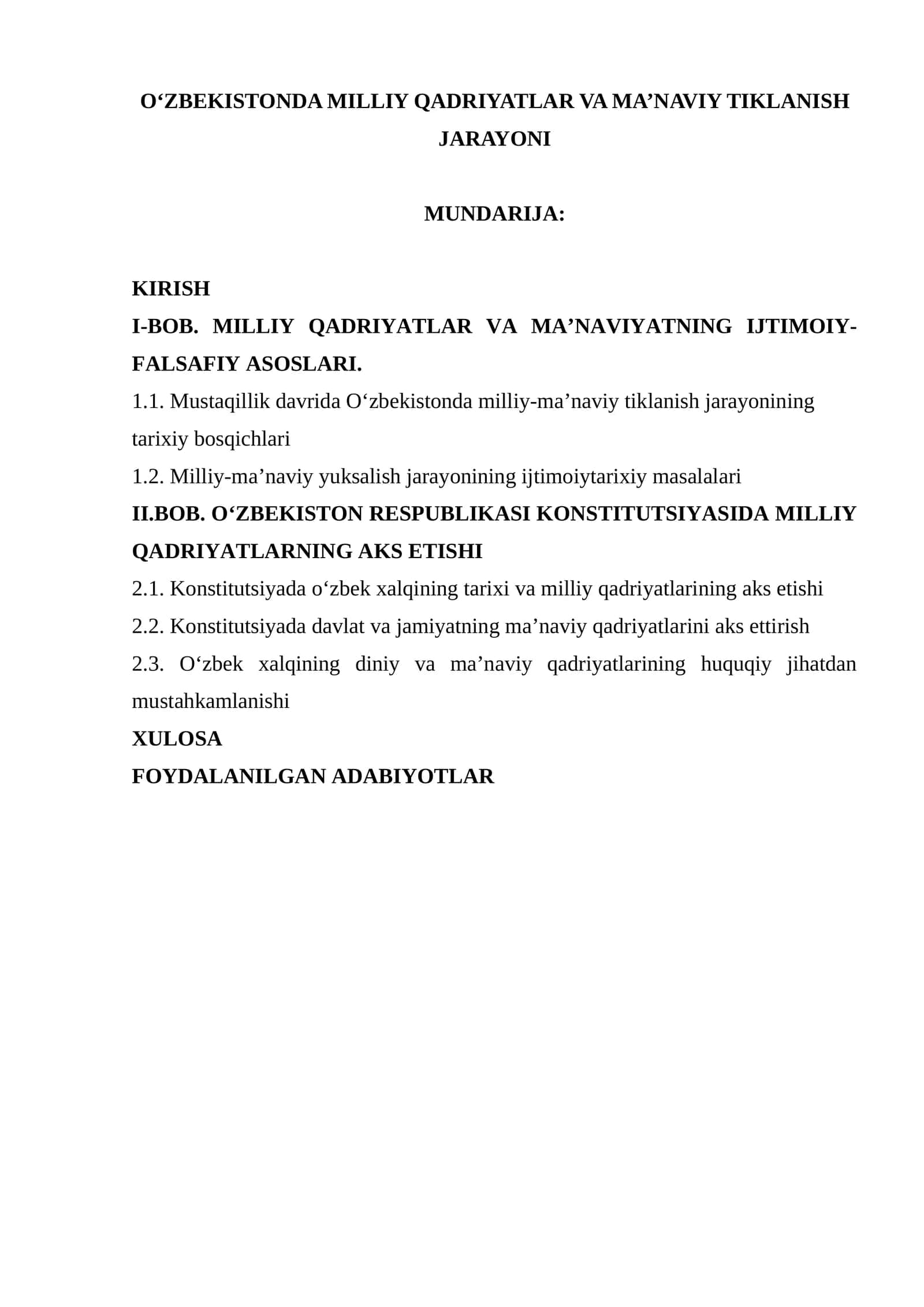 Ma’naviy va milliy qadriyatlar tarixi 1