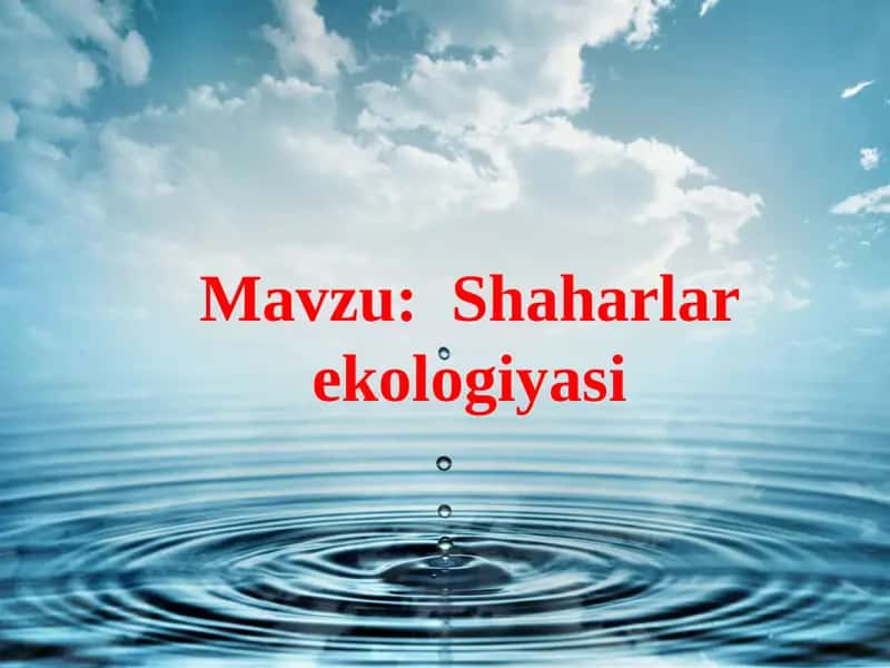 Shaharlar ekologiyasi 1