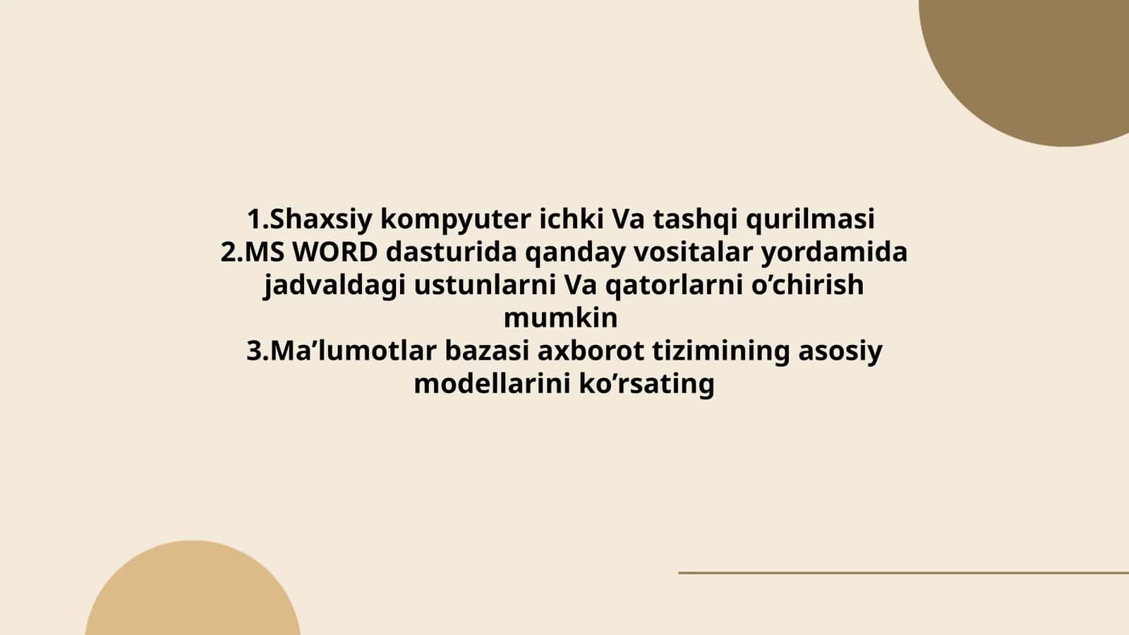 Ma'lumotlar bazasi axborot tizimi 1