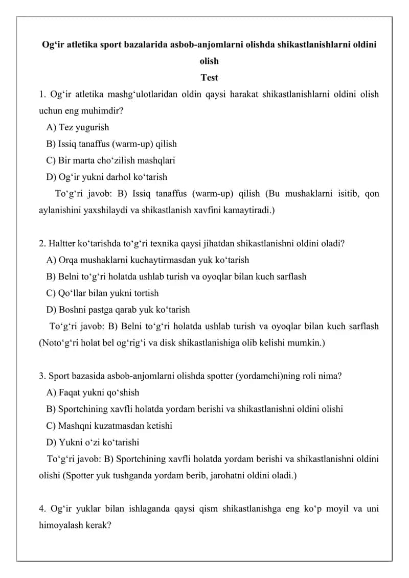 Ogʻir atletika mashgʻulotlari 1