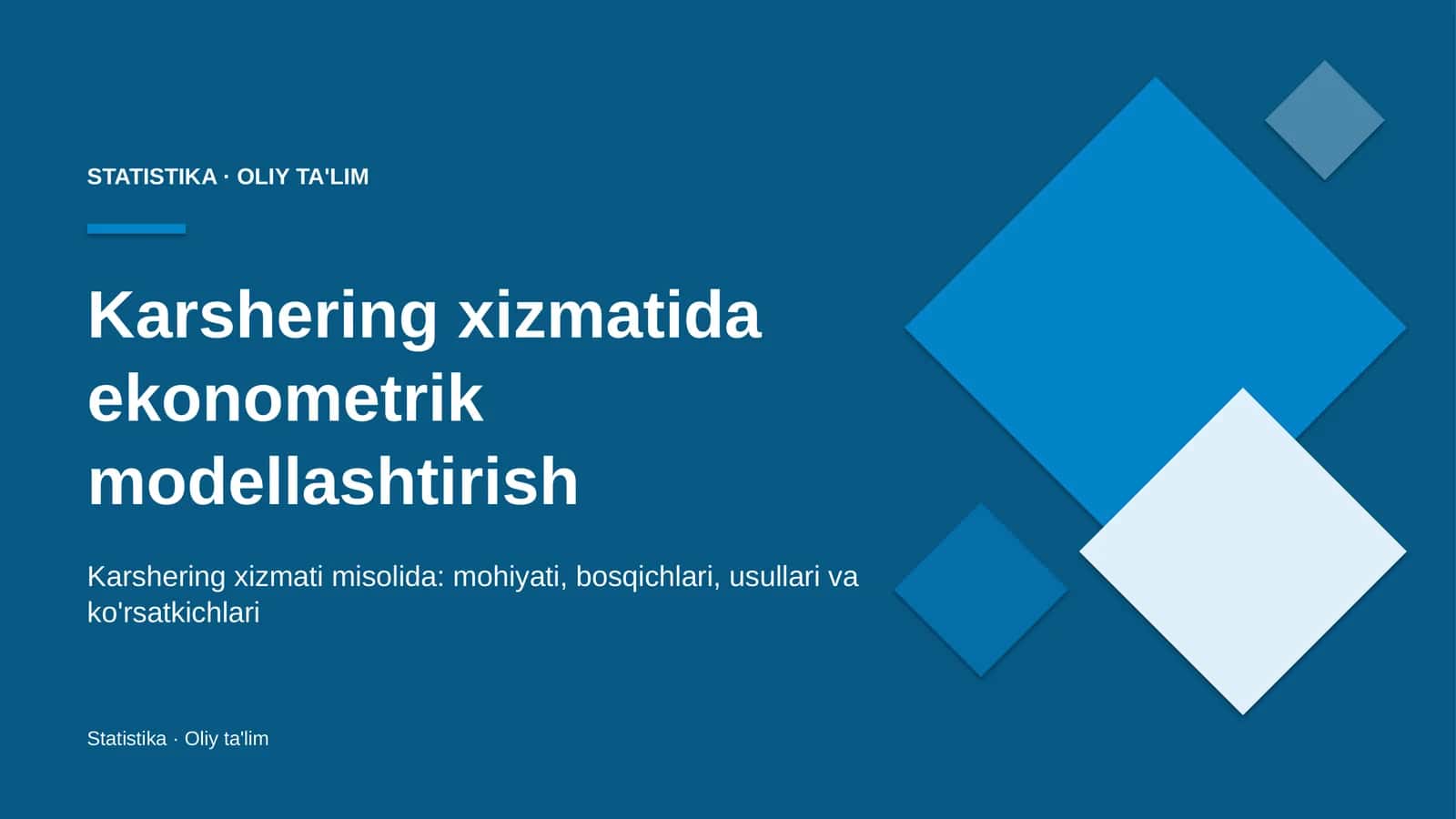 Karshering xizmatida ekonometrik modellashtirish 1