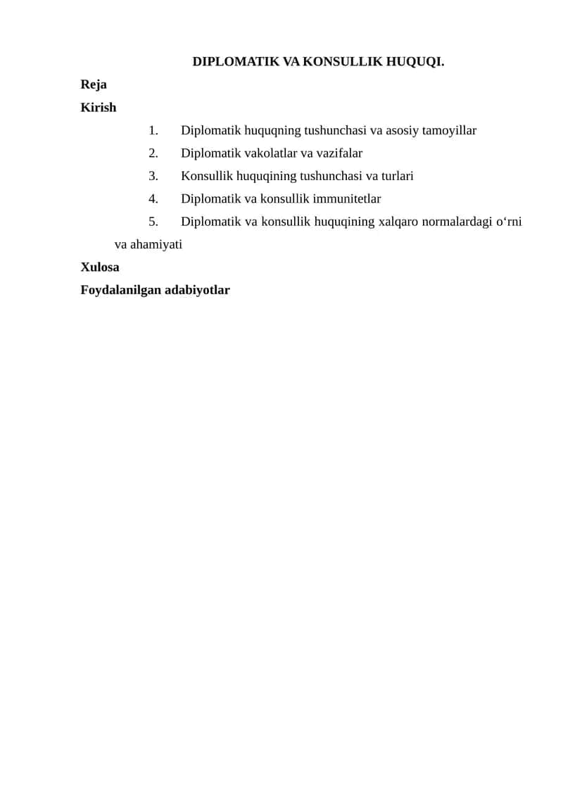 DIPLOMATIK VA KONSULLIK HUQUQI 1