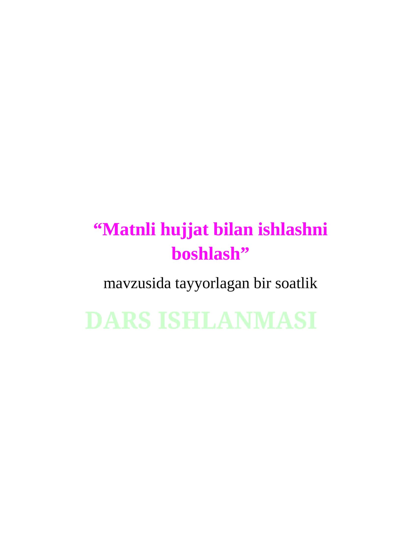 DARS ISHLANMASI 1