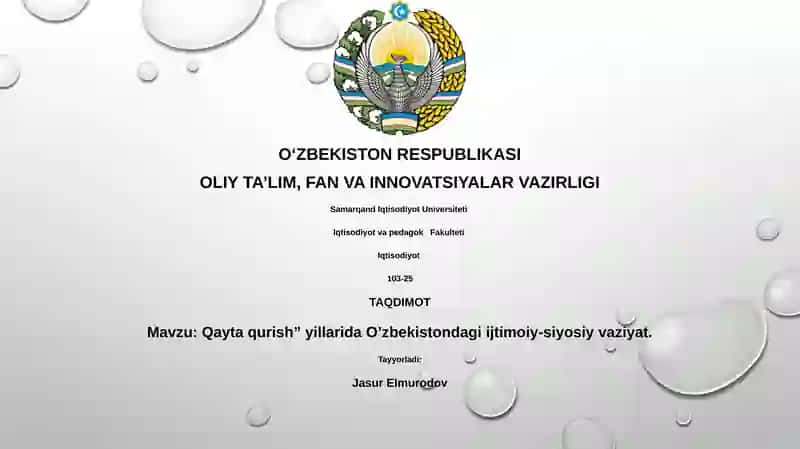 Qayta qurish” yillarida O’zbekistondagi ijtimoiy-siyosiy vaziyat