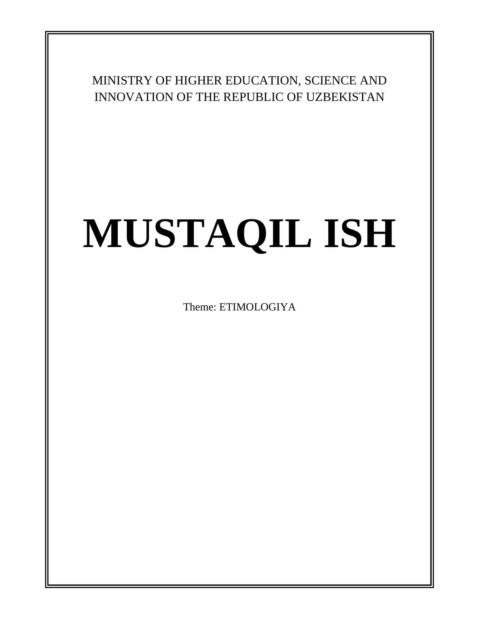 MUSTAQIL ISH ETIMOLOGIYA 1