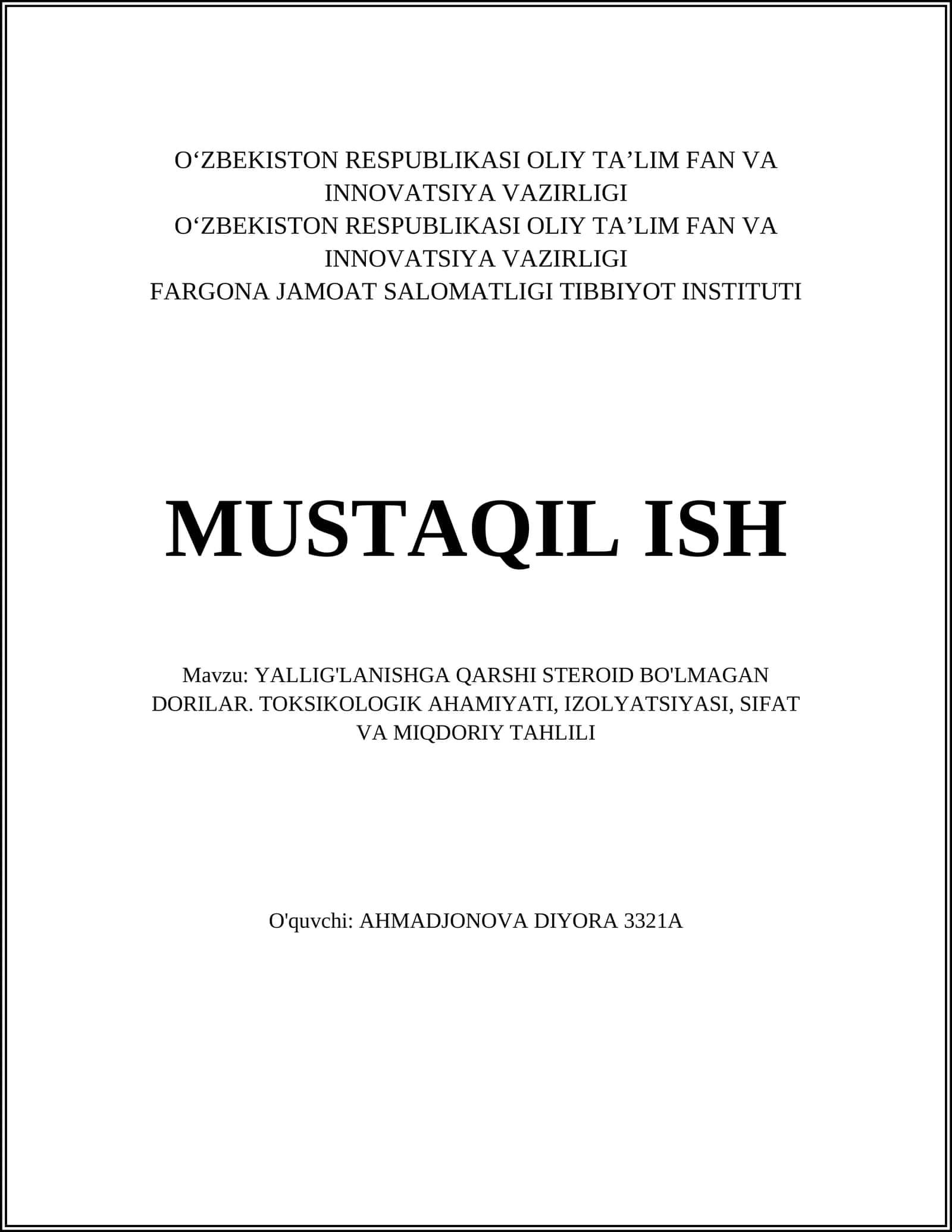 YALLIG'LANISHGA QARSHI STEROID BO'LMAGAN DORILAR 1