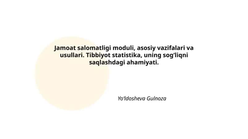 Jamoat salomatligi moduli 1