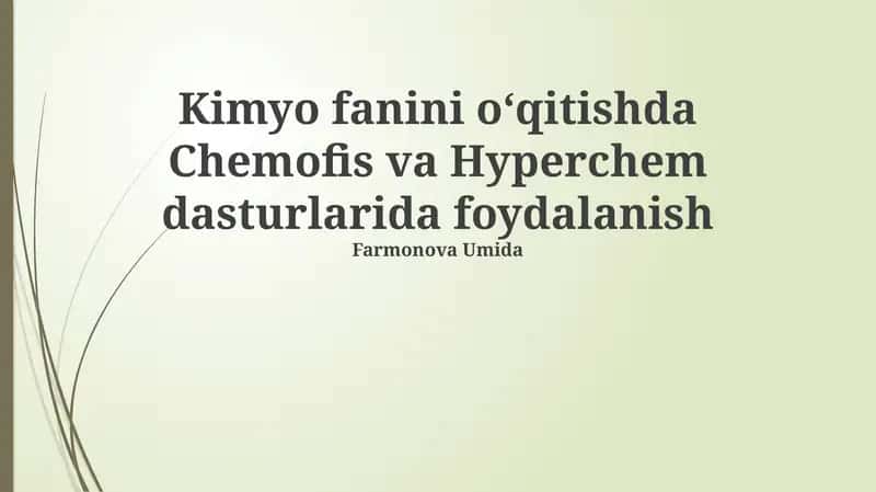 Chemofis va Hyperchem dasturlari 1