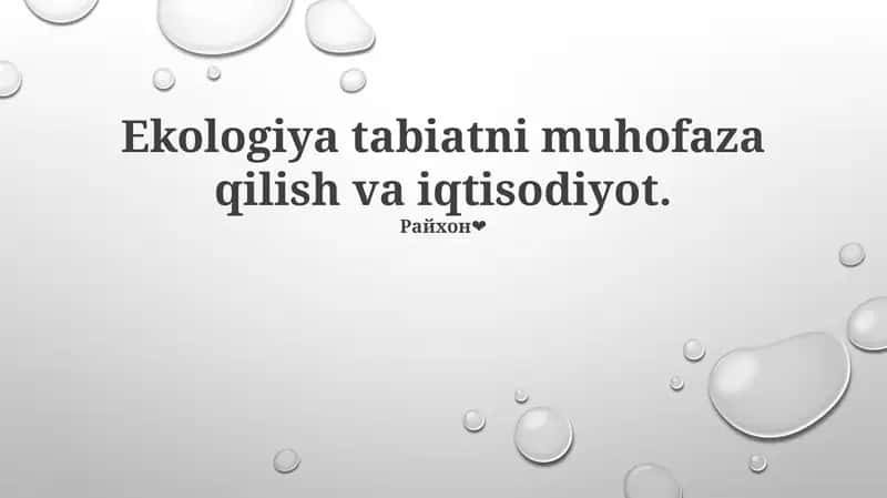 Ekologiya va iqtisodiyot 1
