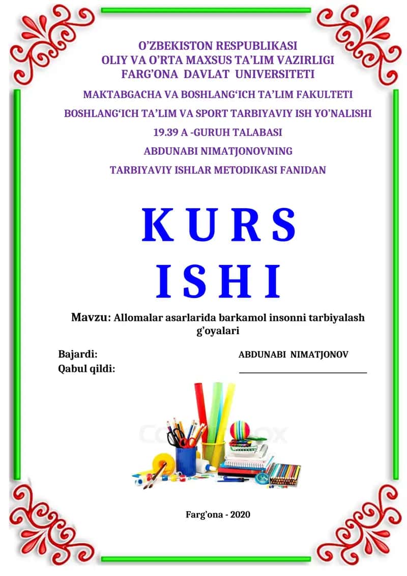 TARBIYAVIY ISHLAR METODIKASI 1