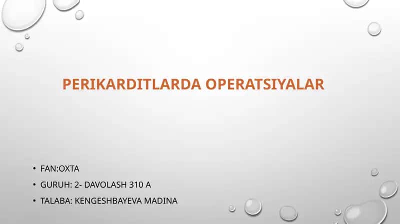 Perikarditlarda operatsiyalar 1