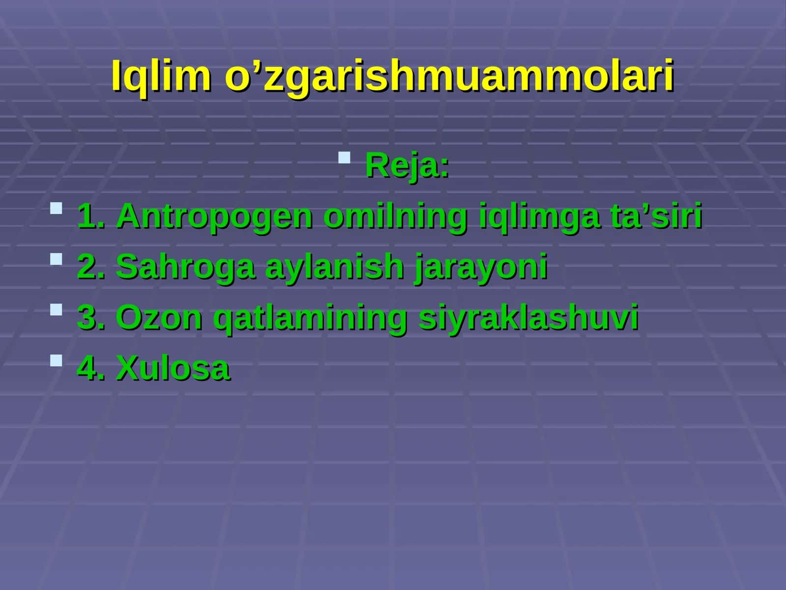 Iqlim o’zgarishmuammolari 1