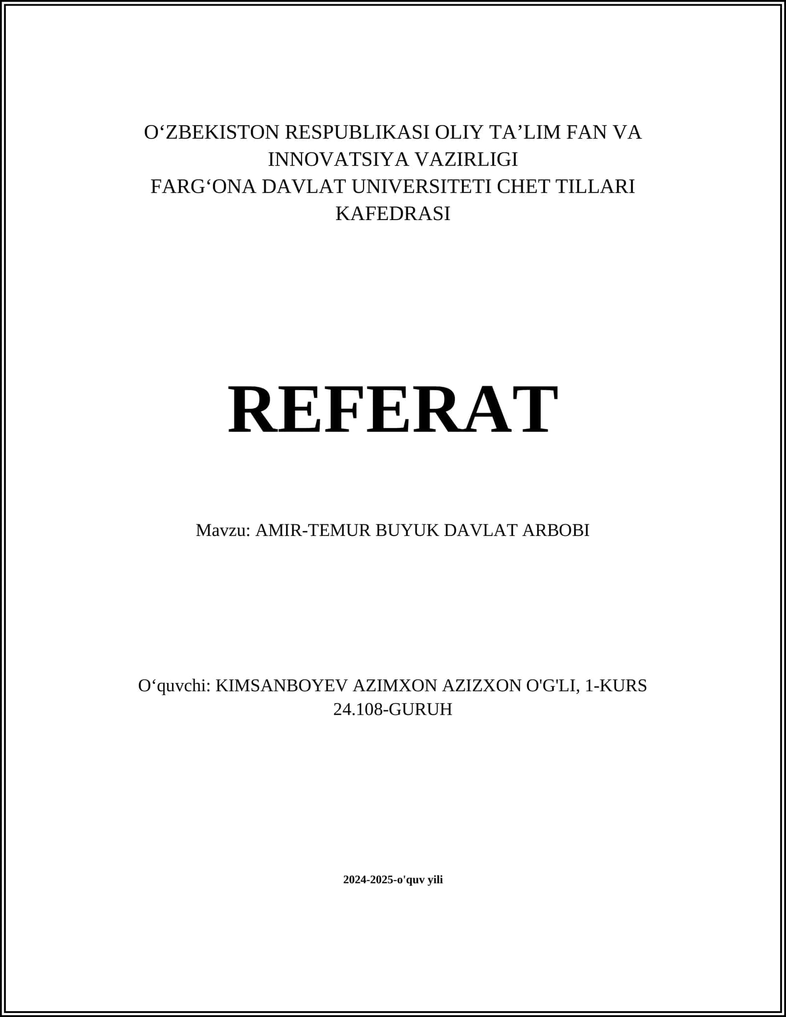 AMIR-TEMUR BUYUK DAVLAT ARBOBI 1