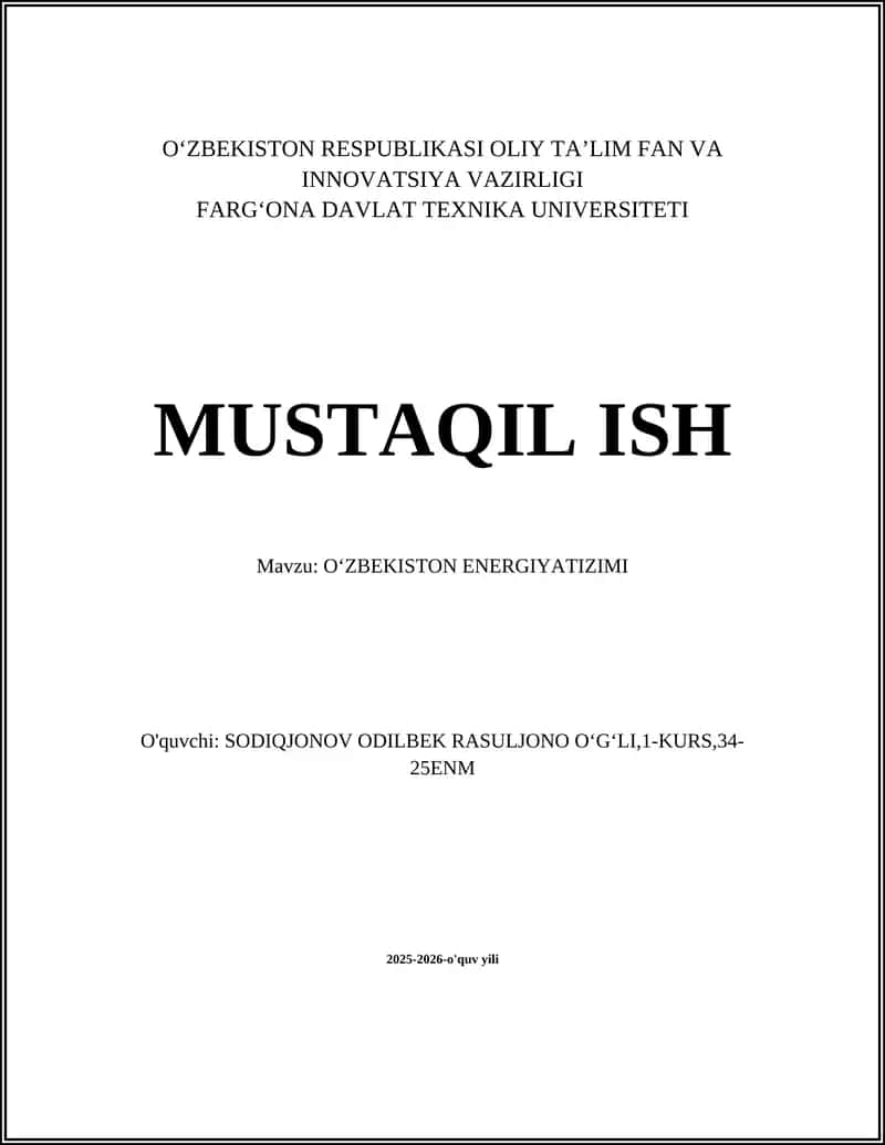 O‘ZBEKISTON ENERGIYATIZIMI 1