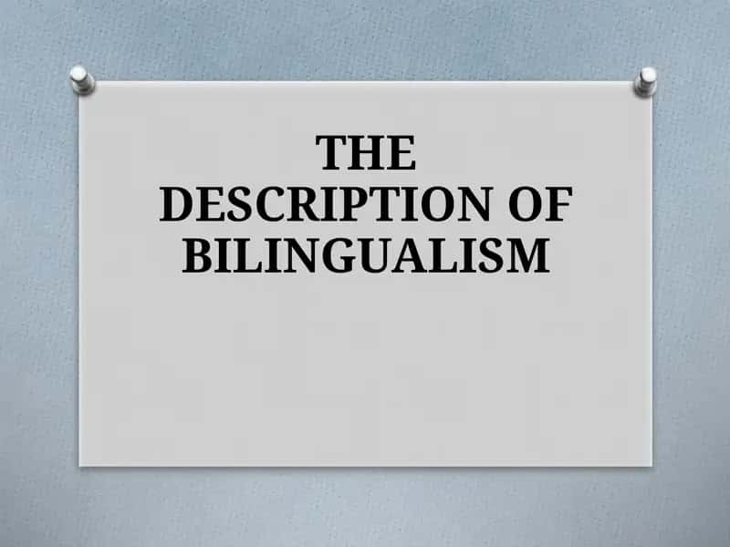 THE DESCRIPTION OF BILINGUALISM 1