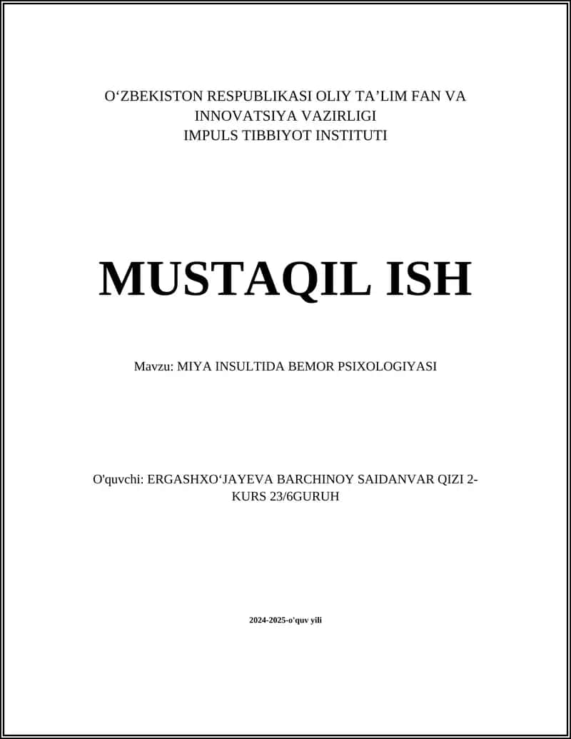 MIYA INSULTIDA BEMOR PSIXOLOGIYASI 1
