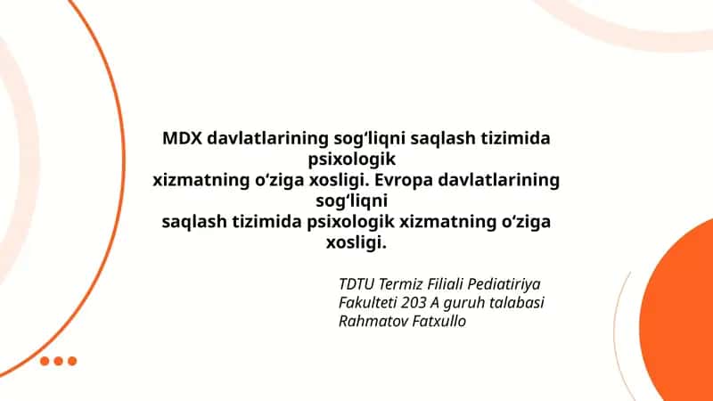 MDX davlatlarining sog‘liqni saqlash tizimida psixologik 1