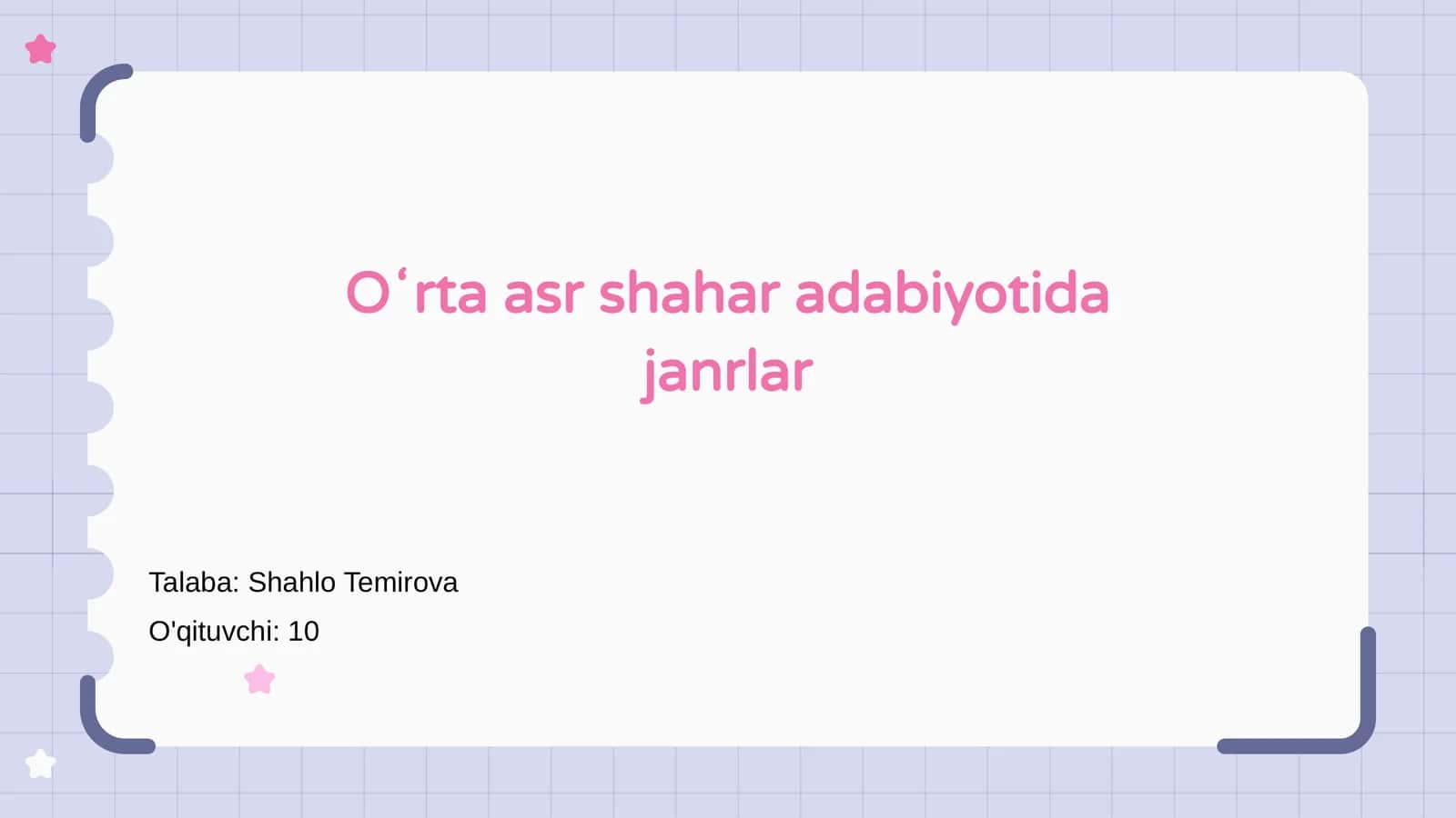 Oʻrta asr shahar adabiyotida janrlar 1