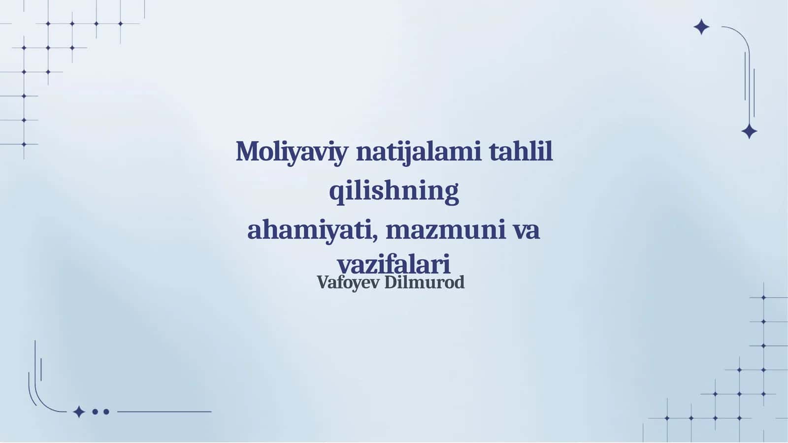 Moliyaviy natijalar tahlil qilish 1