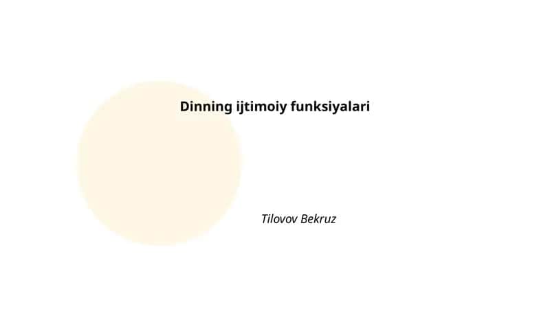 Dinning ijtimoiy funksiyalari 1