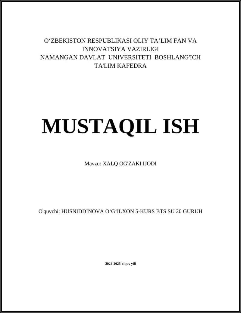 XALQ OG'ZAKI IJODI 1