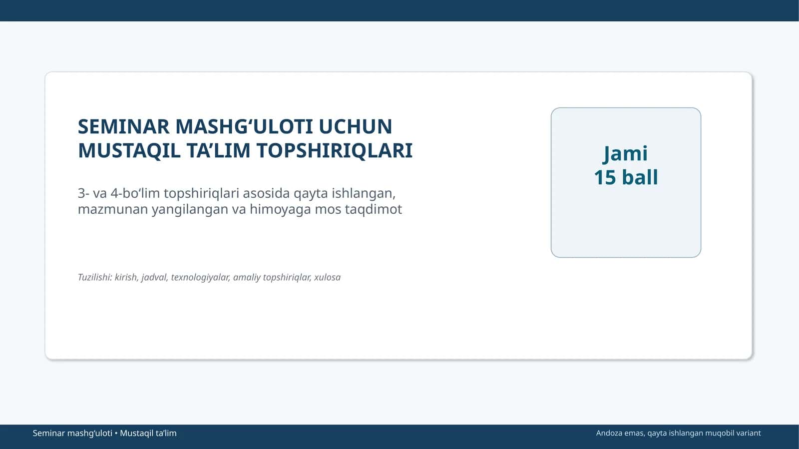 MUSTAQIL TA’LIM TOPSHIRIQLARI 1