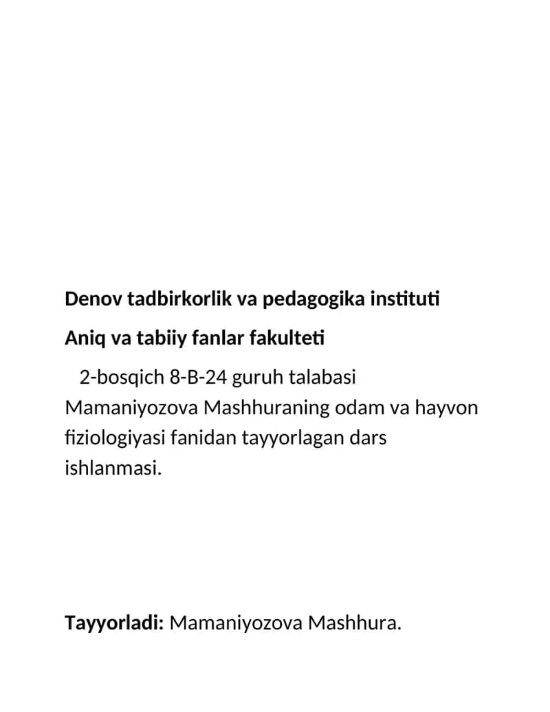 Fiziologiya dars ishlanma. 1