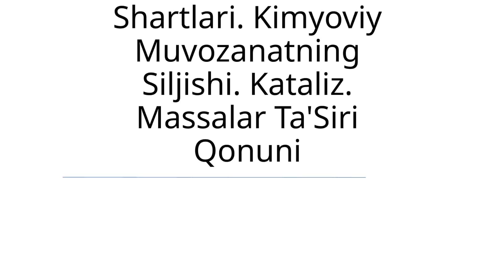 Kimyoviy Muvozanat 1