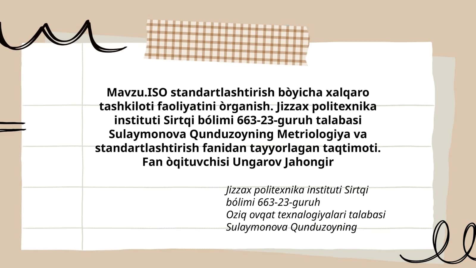 Metriologiya va standartlashtirish taqdimoti 1