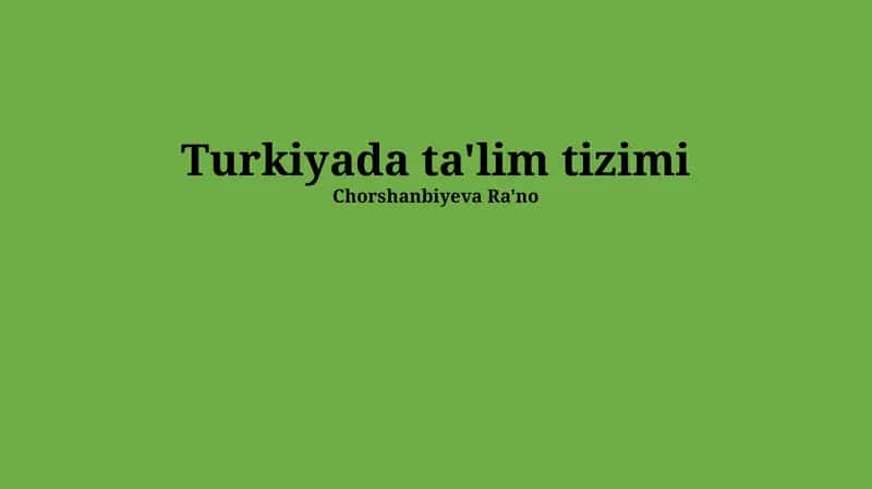 Turkiyada ta'lim tizimi 1