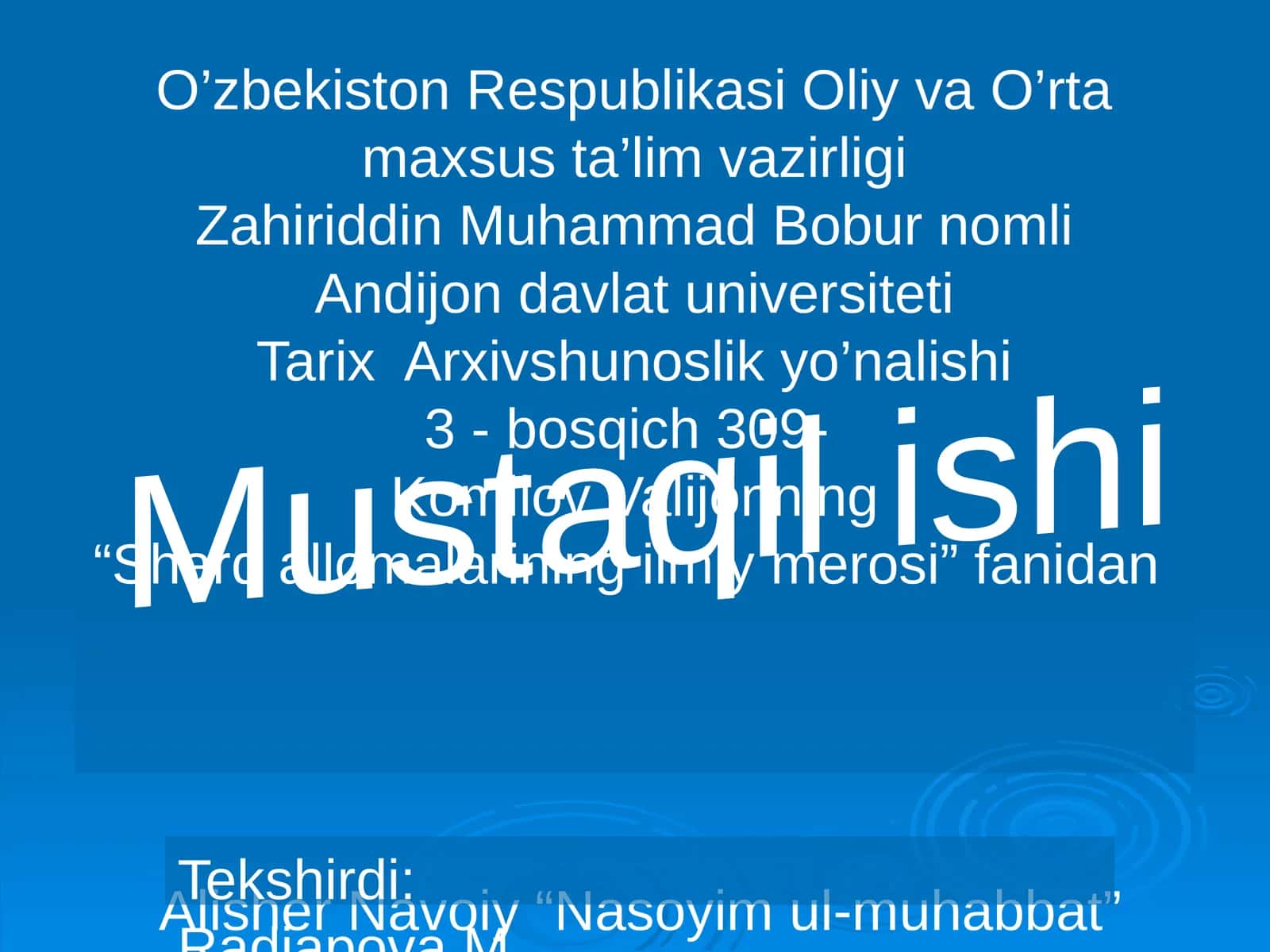 Alisher Navoiy “Nasoyim ul-muhabbat” asari 1