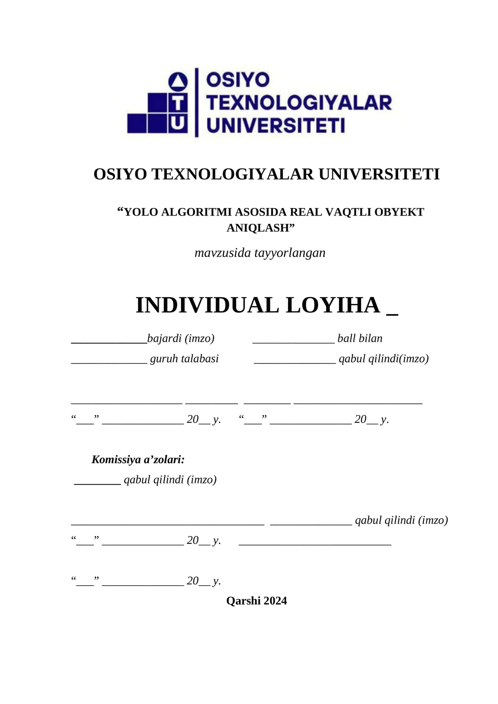 YOLO ALGORITMI ASOSIDA REAL VAQTLI OBYEKT ANIQLASH 1