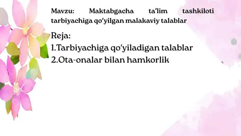 tarbiyachiga qoʻyiladigan talablar 1