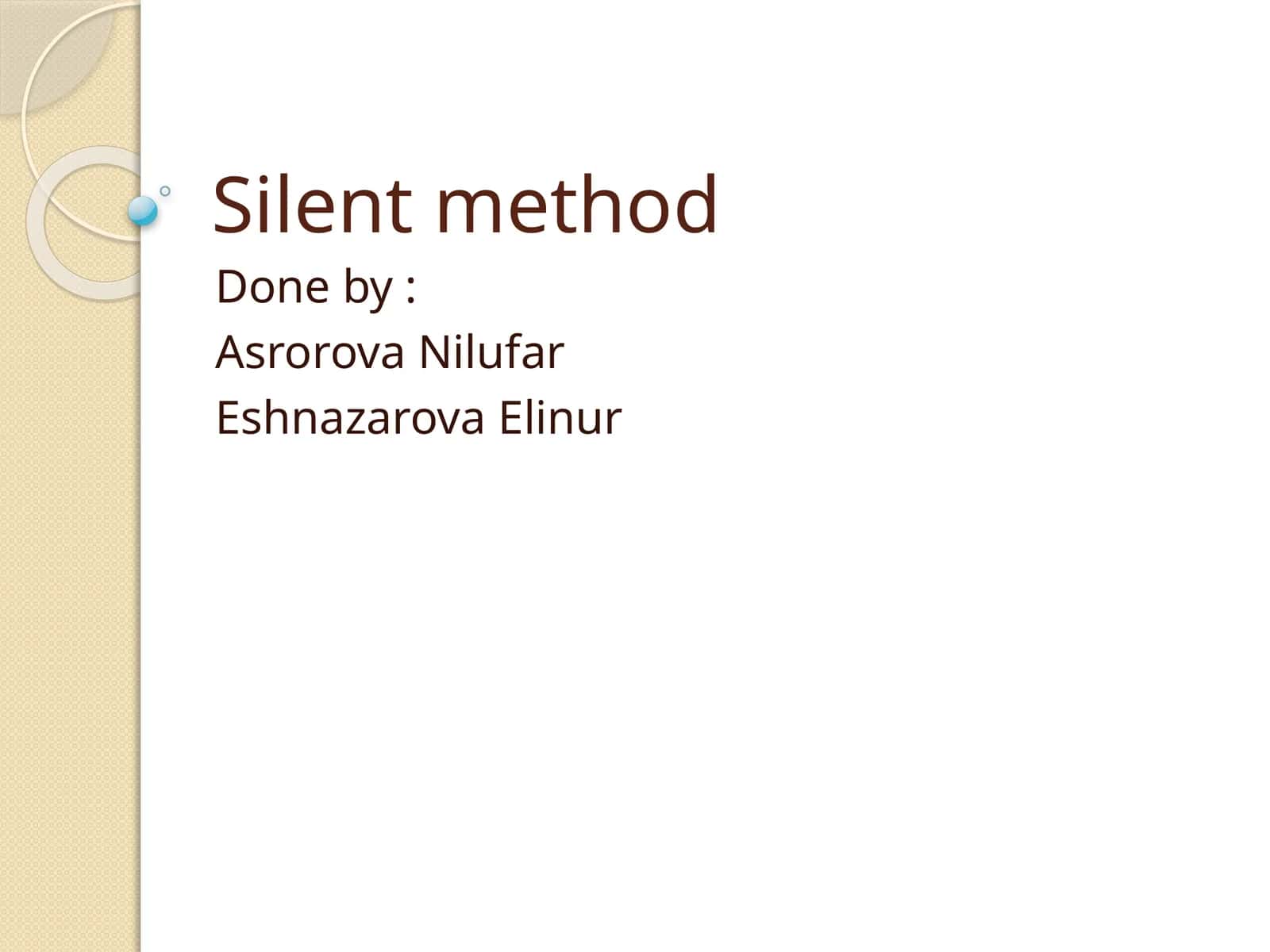 Silent method 1