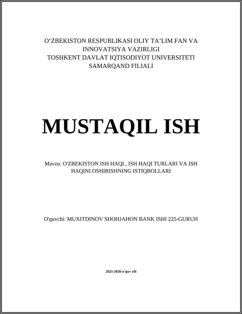 O‘ZBEKISTON ISH HAQI 1