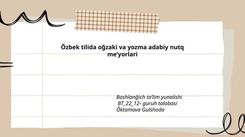 Õzbek tilida oğzaki va yozma adabiy nutq meʼyorlari 1