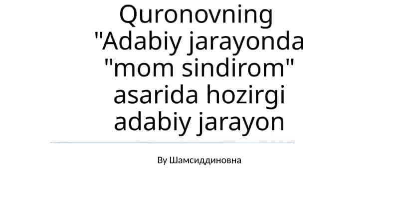 "Ona sindromi" tahlili 1