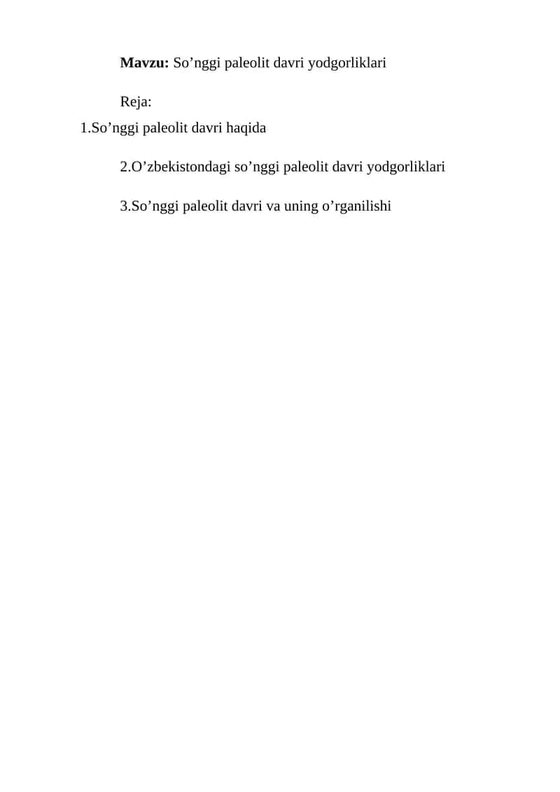 So’nggi paleolit davri yodgorliklari 1