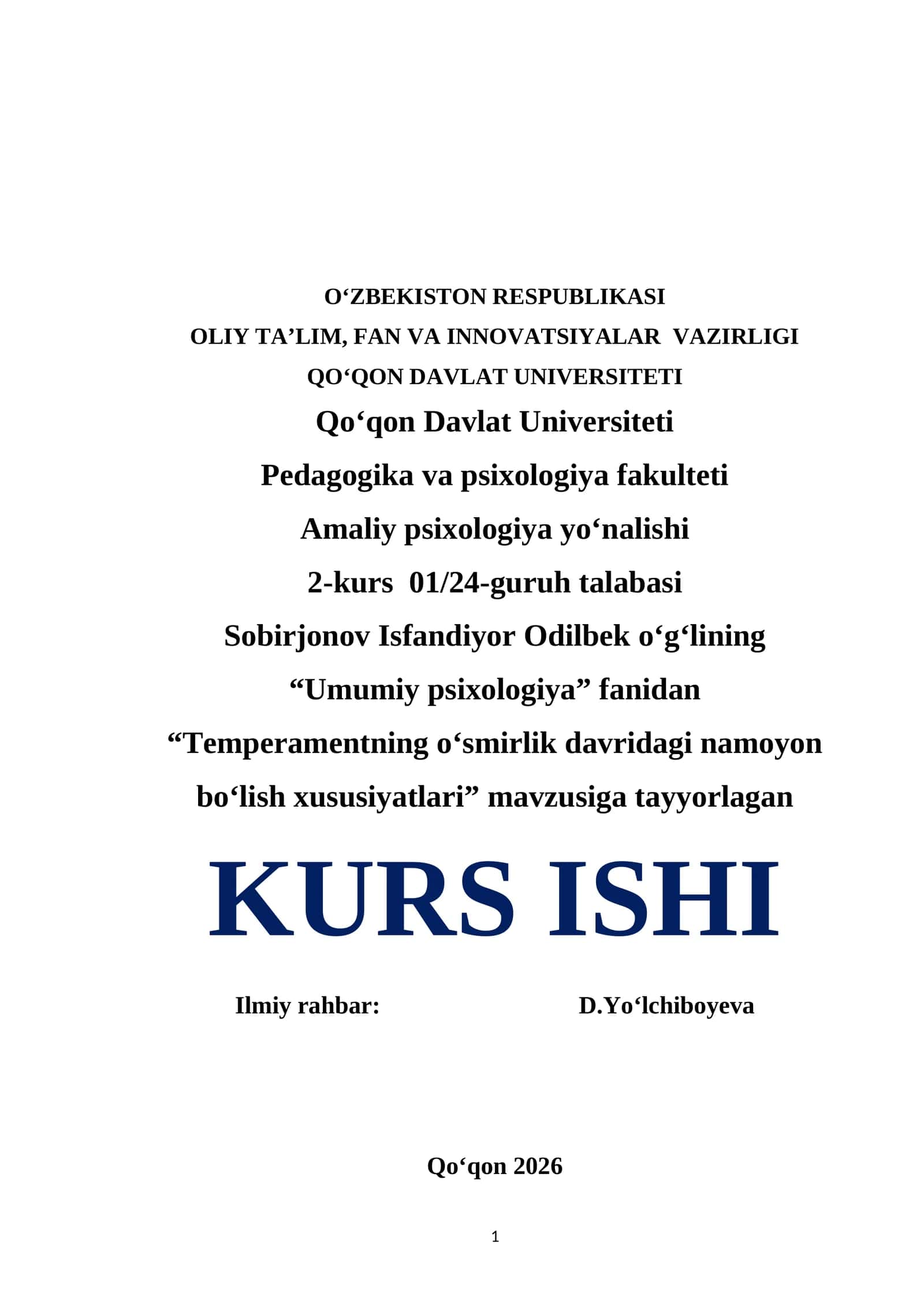 Temperamentning oʻsmirlik davridagi namoyon boʻlish xususiyatlari 1